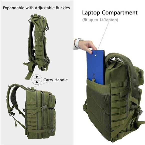 WOLT Tactical Backpack for Men 45L Military Molle Hiking Camping Survival Pack - Picture 5 of 7